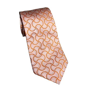 Corbata clásica Farentino Ferre para hombre naranja brillante diseño geométrico Italia 100 % seda - Imagen 1 de 10