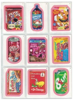 2011 WACKY PACKAGES ANS 8 JUEGO COMPLETO DE 55 TARJETAS PARALELAS BORDE ROJO Foto 1 de 4