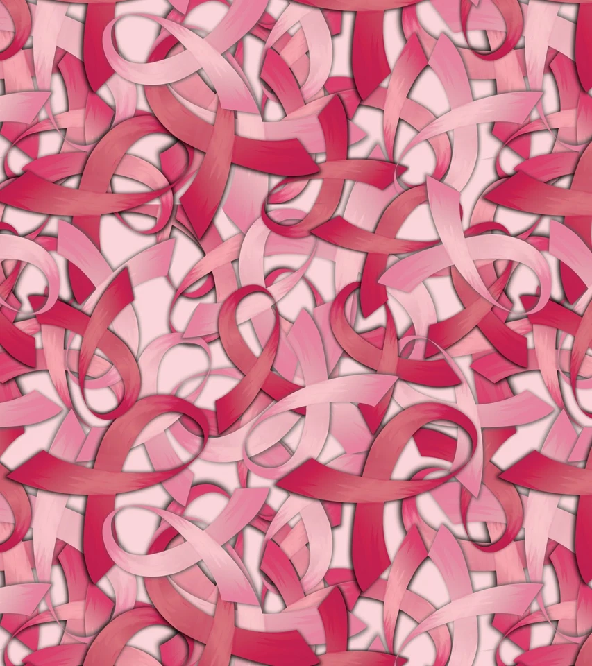 Breast Cancer Awareness Ribbons on Ribbons Pink Cotton Fabric by the Yard - Image 1 of 1