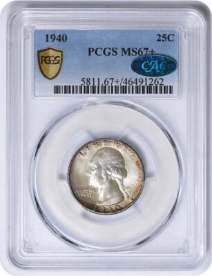 1940-P Washington Silver Quarter MS67+ PCGS (CAC) - Image 1 of 4