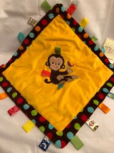 Taggies Monkey Lovey Security Blanket Green Satin Orange Soft Baby Blankey T31 - Picture 1 of 6