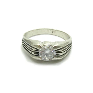 Stylish Sterling Silver Men's Ring Solid 925 With Cubic Zirconia Handmade - Picture 1 of 5