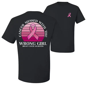 Cancer Messed With the Wrong Girl Front and Back Men Graphic TShirt - Picture 1 of 9