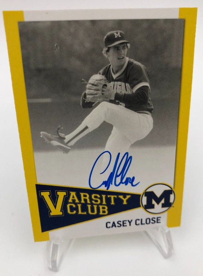 TK Legacy CASEY CLOSE AUTO Baseball VARSITY CLUB VCB4 Signed Card MICHIGAN  *** - Image 1 of 4