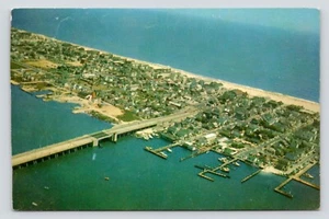 Vista aerea Ocean City Maryland US HWY 50 Sinepuxent Bay cartolina cromata vintage mai indossata - Foto 1 di 2
