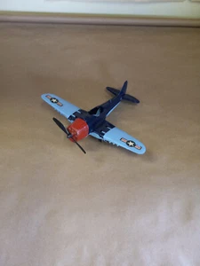 1950's Hubley Metal Kiddie Toy Military Airplane 495 Folding Wings & Wheels Old - Picture 1 of 7