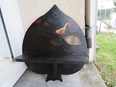 ancienne sellette en papier maché et bois à décor oiseau japonisant - Photo 1/4