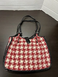 Vera Bradley Red & White Fabric Tab Shoulder Bag Houndstooth - Picture 1 of 8