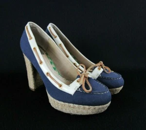 Milly for Sperry Top Sider Womens Espadrilles Platform Heels Canvas Navy Size 8M - Picture 1 of 11