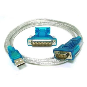 USB 2.0 Type A Male to Serial RS 232 DB9 Male/DB25 Male Converter Adapter Cable - Picture 1 of 5