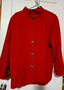 Chaqueta de lana roja vintage para mujer Johnson Woolen Mills - estaño-por botones Noruega - Imagen 1 de 8