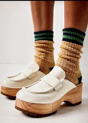 Zueco Mocasín Free People Corbin Cuero Marfil Talla 41/ EE. UU. 10-11 Foto 1 de 4