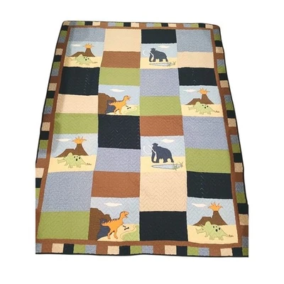 Manta Edredón Dinosaurio Pottery Barn Talla Reina Colorido Arte Pop Retazos De Colección Foto 1 de 4