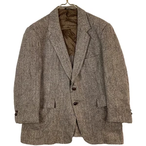 Vintage Harris Tweed Wool Blazer Sports Coat Size 52 Brown Made Usa Jacket - Picture 1 of 4