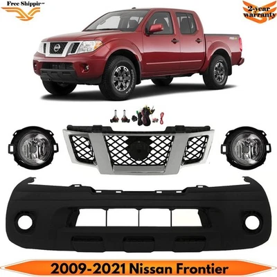 Front Bumper Cover Primed Plastic & Fog Lights Kit For 2009-2021 Nissan Frontier - Изображение 1 из 4