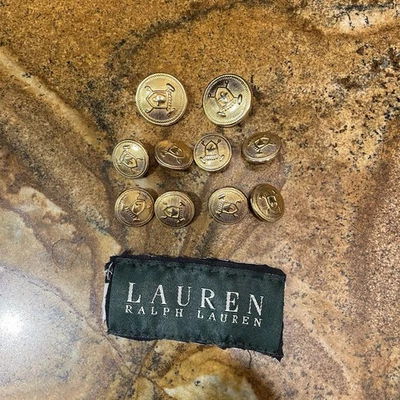 Ralph Lauren Brass USA Gold Blazer Lot 10 Replacement Buttons Set Suit shield - Image 1 of 4