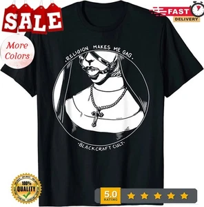 NEW ! Religion Makes Me Gag Black Craft Cult Goth Nun Dark T-Shirt Gift S-5XL - Picture 1 of 14