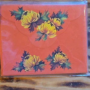 Fall Mum Floral Envelope set of 16 W/ Gold Seals Vintage New Orange Yellow - Picture 1 of 7