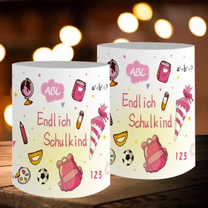 12 Windlicht Tischdeko Einschulung,Windlichter Tischdeko Endlich Schulkind, Mein - Bild 1 von 7
