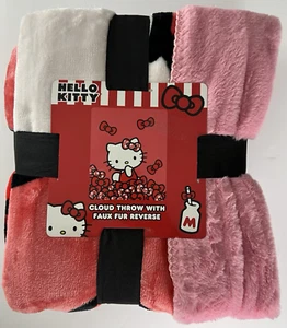 Hello Kitty Throw Country Bows Cloud Faux Fur 50" x 60" Reverse Blanket A61 - Picture 1 of 11