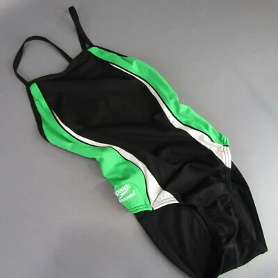 Speedo Endurance Swimsuit Women's Size One Piece Black Green White Swim Team - Image 1 of 4