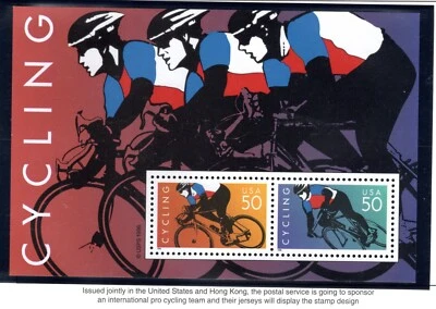 SC# 3119, 1996--50c Cycling Souv. Sheet, 2 Sheets, 4 Stamps Total, M/NH - Image 1 of 2