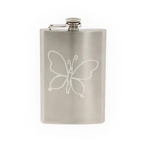 Love Doodle Art #4 - Butterfly - Valentine Affection-8 oz etched flask - Picture 1 of 1