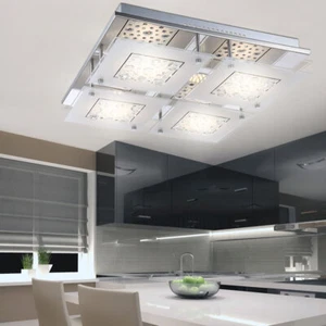 Luxus LED Lampada Da Soffitto Vetro Cristallo Salotto Ess Camera Cromo Faretto - Foto 1 di 4