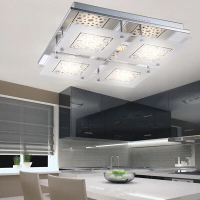 Luxus LED Lampada Da Soffitto Vetro Cristallo Salotto Ess Camera Cromo Faretto - Immagine 1 di 4