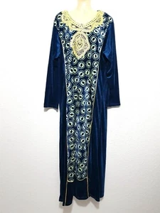 Maxi Abito da Sera di Velluto Vestito Invernale Kameez Con Maglieria L - 3XL - Picture 1 of 3