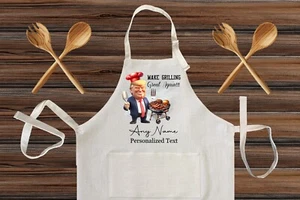 Donald Trump Make Grillin Great Again Any Text Linen Apron Kitchen Cooking Apron - Picture 1 of 5