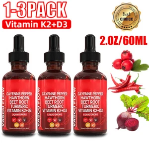 1-3PACK Vascu Flow Cayenne Pepper Liquid Drops Hawthorn Root Vitamin - 60ML New - Picture 1 of 15