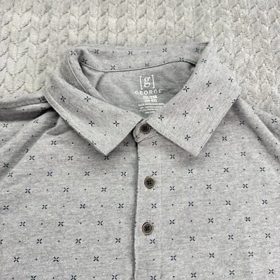 Рубашка поло с коротким рукавом George мужская 2 XL серая повседневный узор комфорт - Изображение 1 из 4