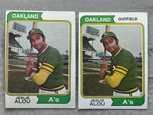 (2) 1974 Topps JESUS ALOU "No Position" Error & Corrected Baseball Cards #654 - Picture 1 of 2
