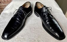 a. testoni black label -black leather 3-eyelet apron toe derbys, size 10M, Italy