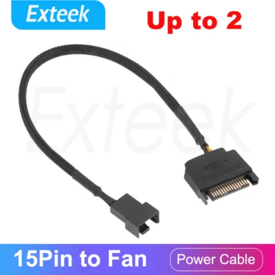 Sleeved SATA 15 Pin to 3Pin/4 Pin Fan Power Adapter Extension Cable Wire Cord - image 1 of 4