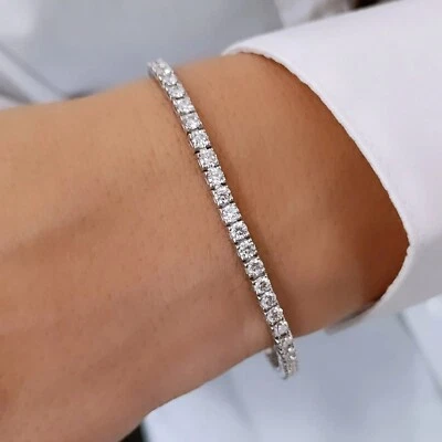 Specially For Her Birthday 6Ct Lab Grown Diamond Tennis Bracelet 925 Silver 8" - Image 1 of 4