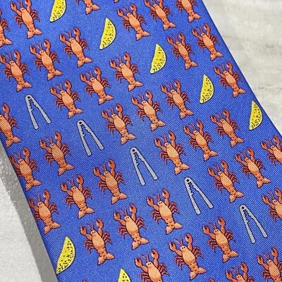 Corbata de seda Peter Blair para hombre langosta hornear hervir limones azul verano playa 60" EE. UU. Foto 1 de 4