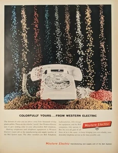 Pubblicità stampa elettrica western 1960 vintage Telefono fisso a rotore con cavo - Foto 1 di 1