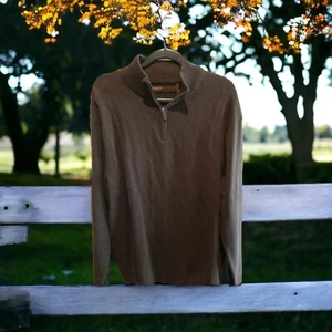 Perry Ellis Men's XL Sweater Mock Neck Brown Diamond Pattern 1/4 Zip NWT - Picture 1 of 10