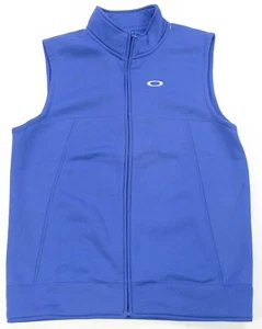 Rare VTG OAKLEY Spell Out Full Zip Activewear Vest Jacket 2000s Cycling Blue L - Picture 1 of 9
