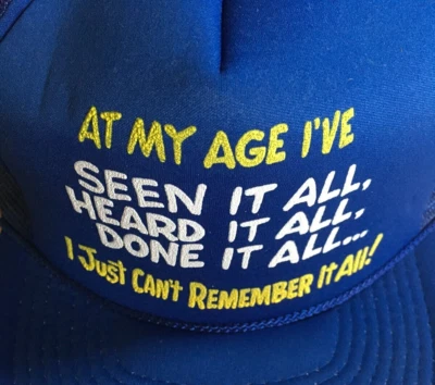 De colección Años 90 Heard it all Trucker Sombrero Gorra de Béisbol Espuma Malla Snapback Azul Foto 1 de 4