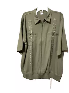 Vintage Haband Mens X-Large Zipper Pleated Light Jacket Long Sleeve Shirt Green - Picture 1 of 4