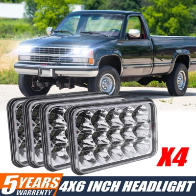 Fit 1988 1989 Chevy Silverado 4x6" LED Headlight Projector Sealed High Low Beam - Image 1 of 4