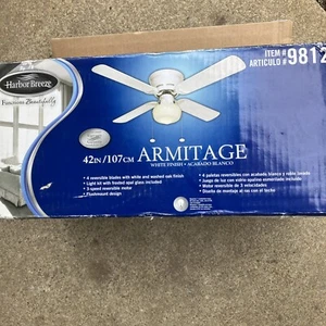 Harbor Breeze Armitage 98120 White 42 Inch 4 Reversible Blade Glass Globe New - Picture 1 of 6