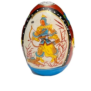 Huevo chino real Satsuma pintura a mano soldado porcelana antigua porcelana de amarre pintada a mano - Imagen 1 de 7