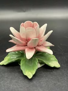 Nuova Capodimonte , pink flower candle holder made in Italy - Picture 1 of 8
