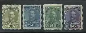 Newfoundland KGV 10 and 25 cents and $1 and $5 revenues used - Picture 1 of 1
