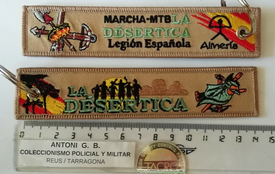 Llavero bordado LEGIÓN ESPAÑOLA MARCHA-MTB LA DESÉRTICA ALMERÍA EJÉRCITO TIERRA - Imagen 1 de 1