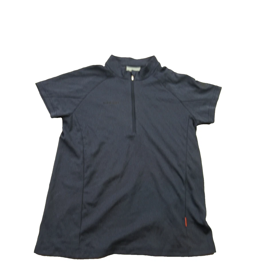 Mammut 衬衫女式中号短袖 Polo 1/4 拉链蓝色轻便 — 第 1/4 张图片